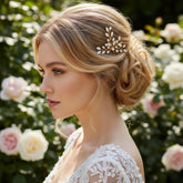 ROSE GOLD ELODIE CRYSTAL PEARL HAIR PINS - SASSB (HP44- ROSE GOLD)PAIR