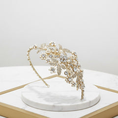 ROSALIE GOLD- PEARL ENCHANTMENT HEADBAND - HDB28 - SASSB GOLD