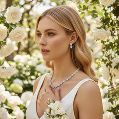 Cubic Zirconia Collection - Statement Gem Necklace Set - CZNK28