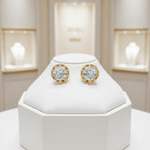 Cubic Zirconia Earrings - Gold Sparkle Stud Earrings - CZER359
