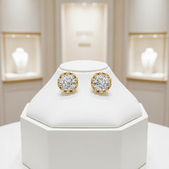 Cubic Zirconia Earrings - Gold Sparkle Stud Earrings - CZER359