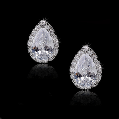 Cubic Zirconia Collection - Dainty Gem Earrings -CZER371