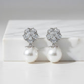 Cubic Zirconia Collection Earrings - Pearl Shimmer Earrings - CZER366