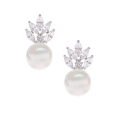 Cubic Zirconia Collection - Pearl Sparkle Earrings - CZER367