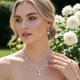 Cubic Zirconia Collection - Crystal Sparkle Necklace Set - CZNK41