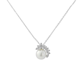 Cubic Zirconia Collection - Chic Pearl Necklace -CZNK43