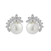 Cubic Zirconia Collection - Chic Pearl Earrings - CZER375