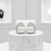 Cubic Zirconia Collection - Chic Pearl Earrings - CZER375