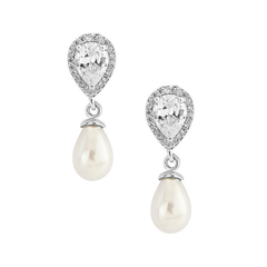 Cubic Zirconia Collection - Elegance Pearl Earrings - CZER377
