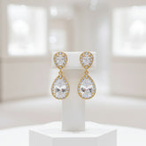 CUBIC ZIRCONIA COLLECTION - CHIC CRYSTAL EARRINGS -GOLD CZER369