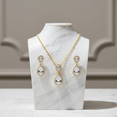 CUBIC ZIRCONIA COLLECTION - CHIC NECKLACE SET - GOLD - CZNK36