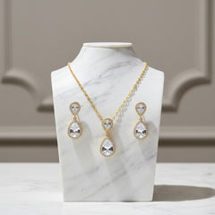 CUBIC ZIRCONIA COLLECTION - CHIC NECKLACE SET - GOLD - CZNK36