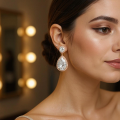 CUBIC ZIRCONIA COLLECTION - SHEER ELEGANCE EARRINGS - SILVER - CZER378