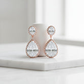Cubic Zirconia Collection - Sheer Elegance Earrings - Rose Gold - CZER378