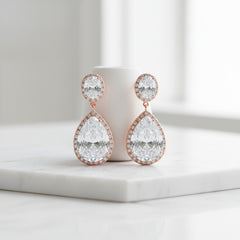 Cubic Zirconia Collection - Sheer Elegance Earrings - Rose Gold - CZER378