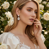 Cubic Zirconia Collection - Sheer Elegance Earrings - Rose Gold - CZER378