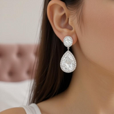 CUBIC ZIRCONIA COLLECTION - SHEER ELEGANCE EARRINGS - SILVER - CZER378