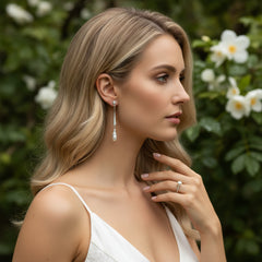 Cubic Zirconia Collection - Glitzy Pearl drop earrings - CZER379