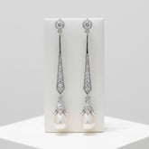 Cubic Zirconia Collection - Glitzy Pearl drop earrings - CZER379