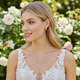 Cubic zirconia collection - Delicate Crystal Shimmer Necklace Set CZNK49 (Silver)
