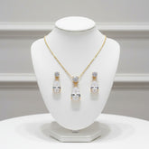 CUBIC ZIRCONIA COLLECTION - DAINTY CRYSTAL GEM SET - CZNK32 GOLD