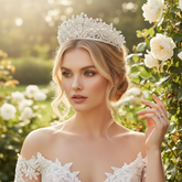 CUBIC ZIRCONIA COLLECTION - LUXE STATEMENT TIARA - AHB251 SILVER