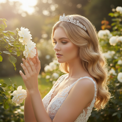 CUBIC ZIRCONIA COLLECTION - CRYSTAL ALLURE TIARA - AHB253 SILVER