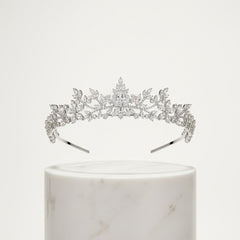 CUBIC ZIRCONIA COLLECTION - CRYSTAL ALLURE TIARA - AHB253 SILVER