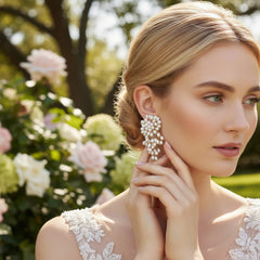 ATHENA COLLECTION - STATEMENT CLUSTER PEARL EARRINGS - CZER941 GOLD