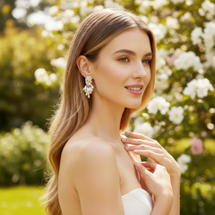 ATHENA COLLECTION - PERL EXTRAVAGANCE EARRINGS - CZER942 GOLD