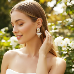 ATHENA COLLECTION - PERL EXTRAVAGANCE EARRINGS - CZER942 GOLD