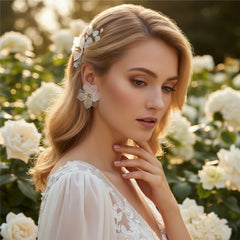 ATHENA COLLECTION - STATEMENT FLOWER EARRINGS - CZER5011 WHITE