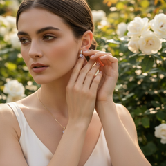 CZ COLLECTION - CLASSIC CRYSTAL NECKLACE SET - CZNK18 GOLD