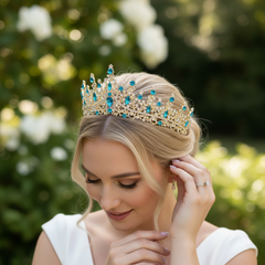 CUBIC ZIRCONIA COLLECTION - PROM ELEGANCE TIARA - BLUE