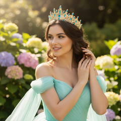 CUBIC ZIRCONIA COLLECTION - PROM ELEGANCE TIARA - BLUE