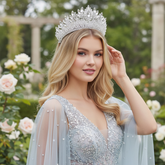 CUBIC ZIRCONIA COLLECTION - LUXE STATEMENT TIARA - AHB257 SILVER