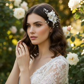 ATHENA COLLECTION - PEARLY FLOWER HEADPIECE - HC313 SILVER