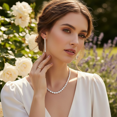 CUBIC ZIRCONIA COLLECTION - CRYSTAL DROP NECKLACE SET - CZNK295 SILVER
