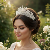 ATHENA COLLECTION - CRYSTAL EXTRAVAGANCE TIARA - AHB259 SILVER