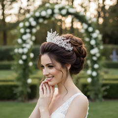 ATHENA COLLECTION - CRYSTAL EXTRAVAGANCE TIARA - AHB259 SILVER