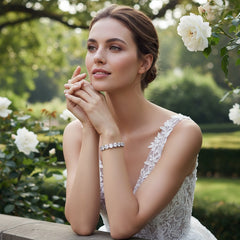CUBIC ZIRCONIA COLLECTION - GLAM STATEMENT BRACELET - BR180 SILVER