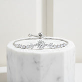 CUBIC ZIRCONIA COLLECTION - CHIC ADJUSTABLE CRYSTAL BRACELET - BR181 SILVER
