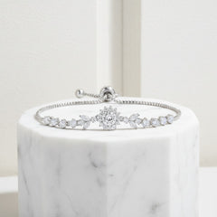 CUBIC ZIRCONIA COLLECTION - CHIC ADJUSTABLE CRYSTAL BRACELET - BR181 SILVER
