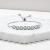 CUBIC ZIRCONIA COLLECTION - SIMPLY CHIC ADJUSTABLE BRACELET - BR182 SILVER