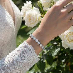 CUBIC ZIRCONIA COLLECTION - SIMPLY CHIC ADJUSTABLE BRACELET - BR182 SILVER