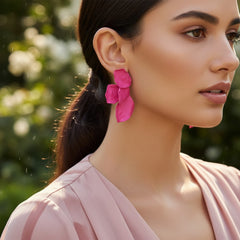 ATHENA COLLECTION - STATEMENT FLOWER EARRINGS - CZER950 HOT PINK