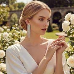 ATHENA COLLECTION - CRYSTAL DROP EARRINGS - CZER951 SILVER
