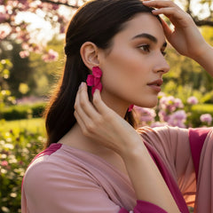 ATHENA COLLECTION - STATEMENT FLOWER EARRINGS - CZER950 HOT PINK