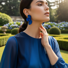 ATHENA COLLECTION - STATEMENT FLOWER EARRINGS - CZER950 SAPPHIRE BLUE