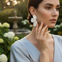 ATHENA COLLECTION - STATEMENT FLOWER EARRINGS - CZER950 WHITE